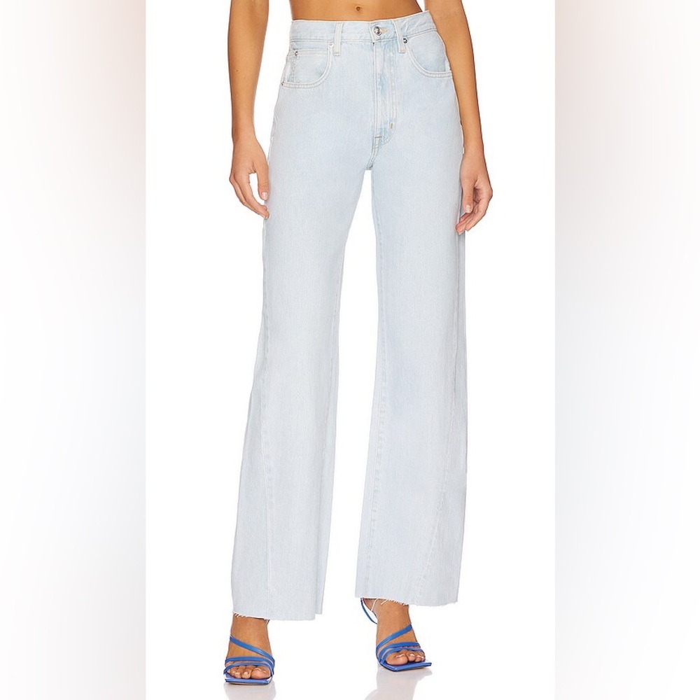 SLVRLAKE Grace Twisted Beam Hard Luck Color Wide Leg Raw Hem Womens 28